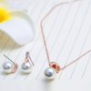 Bride Rhinestone Pearl Earrings Necklace Set Banquet Dress Jewelry
