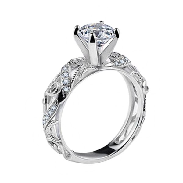 Zircon Ring Colorful Gold Four Claw Diamond