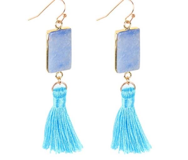 Short tassel earrings natural stone