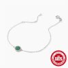 S925 Sterling Silver Classic Round Malachite Diamond All-match Bracelet