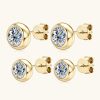 Round Moissanite Stud Earrings Bubble Couple S925 Silver