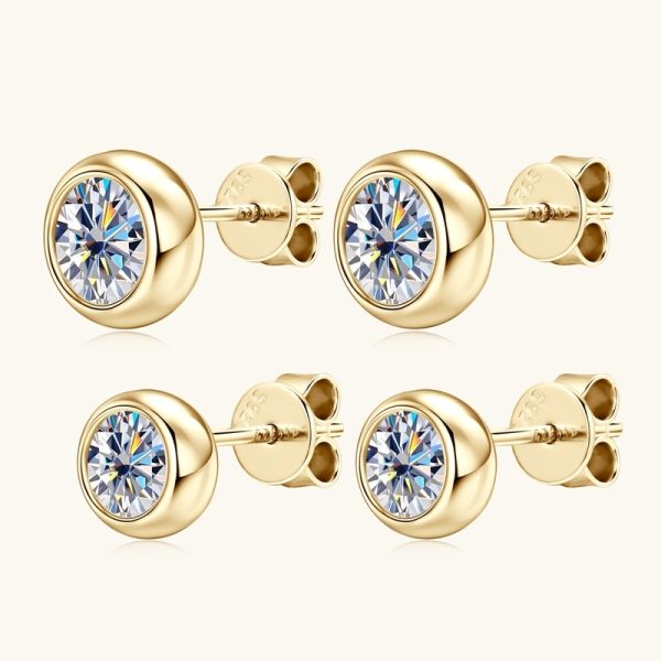 Round Moissanite Stud Earrings Bubble Couple S925 Silver
