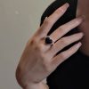 S925 Sterling Silver Niche Design Heart Agate Ring
