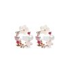 S925 Sterling Silver Fresh Pink Garland Stud Earrings Korean And Japanese Style