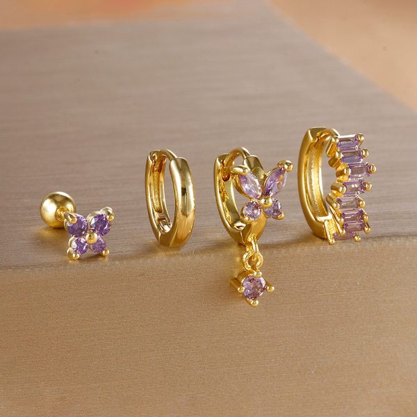 Diamond Butterfly Ear Ring Ear Clip Ear Studs Earring Set
