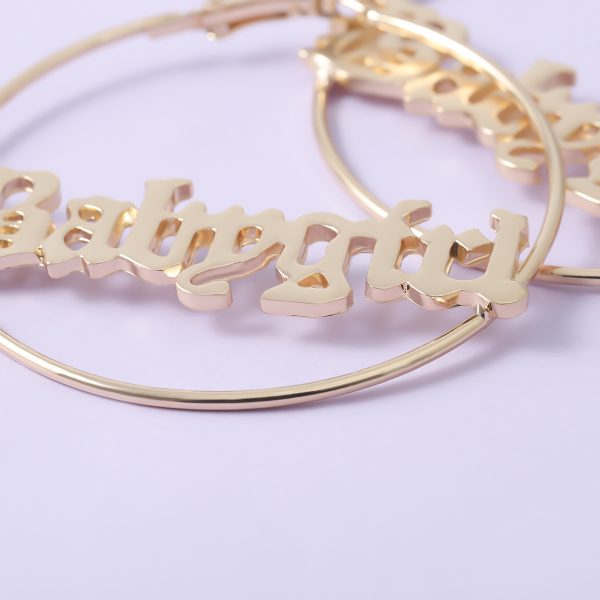 Personalized Generous Circle Geometric Letter Stud Earrings