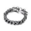 Vintage Distressed Power Style Personalized Double Chinese Dragon Heads Titanium Steel Bracelet