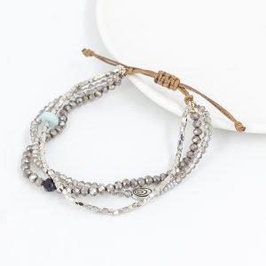 Multi-layer Winding Natural Stone Beaded Alloy Bracelet