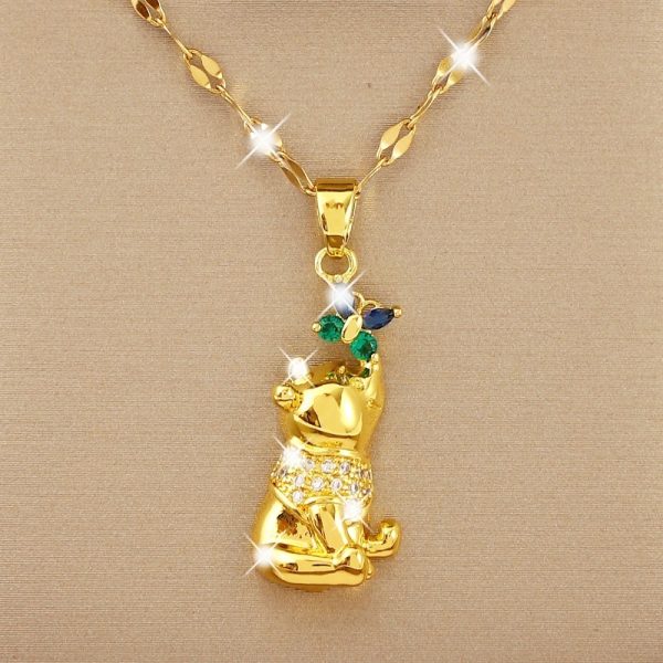 Micro Inlaid Zircon Bear Butterfly Temperament Entry Lux Necklace