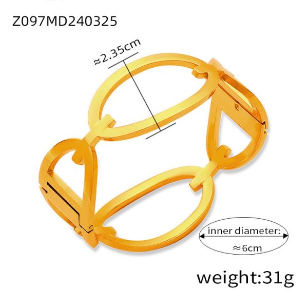 Fashion New Personalized Titanium Steel Gold-plated Diamond Geometric Bracelet