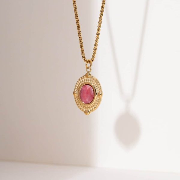 43f8a111-490f-4f97-8f6d-e979523a365c_trans.jpeg Rhodochrosite 18K Gold Titanium Steel Necklace Women's Fashion All-match High Sense