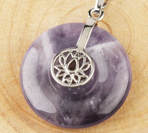 Natural Crystal Lotus Safety Buckle Pendant Multicolor Crystal Necklace