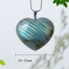Natural Crystal Stone Silver Chain Heart-shaped Elongated Stone Moonstone Pendant