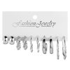 6 Pairs Simple C- Type Metal Twist Earrings Set