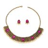 Retro Indian Style Necklace And Earrings Suite Exotic Pearl Rhinestone