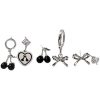 Women's Black Cherry Bow Earrings Set
