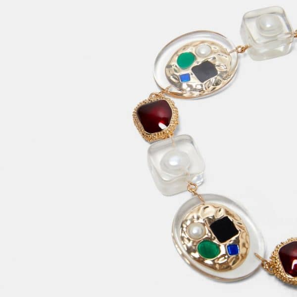 Transparent stone chain necklace