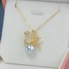 Electroplated Color Retaining Micro-inlaid Small Leaf Plant Pearl Necklace Pendant