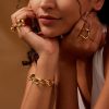 High Color Retention Exaggerating High Quality 18K Bright Gold Wide Bracelet