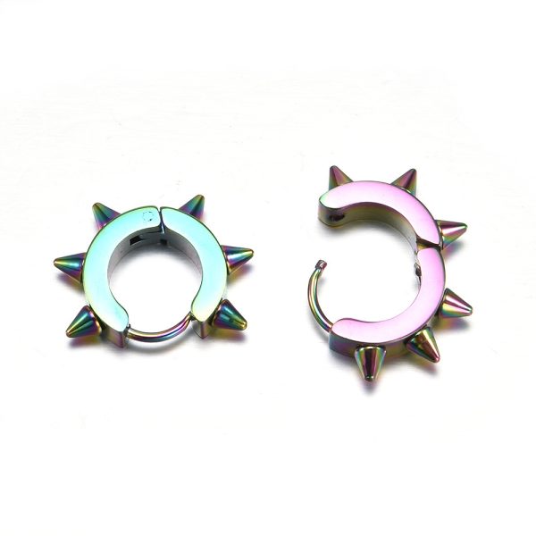 Stainless Steel Rivet Stud Earrings Circle Ear Clip