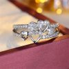 Alloy Geometric Heart Shape Opening Adjustable All-Match Ring