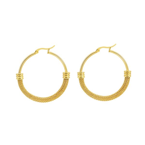 Popular Exaggerated Stainless Steel Circle Woven Earrings