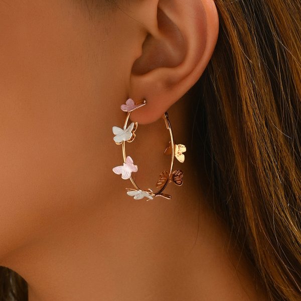 Butterfly Earrings Hollow Multi-layer Big Circle Ear Hook