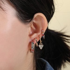 5Pair Fashion Round Twist Copper Small Hoop Earrings Set For