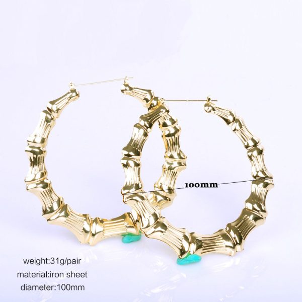 Exaggerated Iron Large Circle 100mm Bamboo Earrings