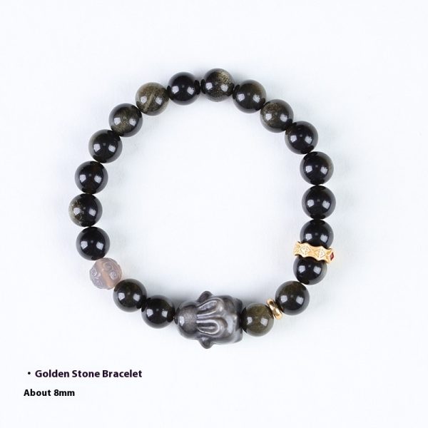 Creative Niche Cute Lying Rabbit Simple Obsidian Bracelet