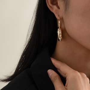 Niche Retro Gold Circle Diamond Earrings Women