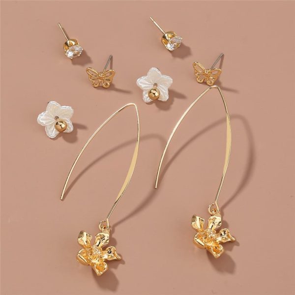 Set Combination Earrings Simple Temperament All-match Pearl Earrings