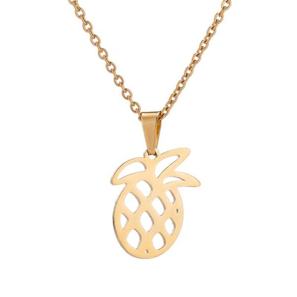 Simple Hollow Out Pineapple Fruit Jewelry Earrings Necklace Stainless Steel Jewelry Set
