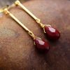 Natural Stone Drop Earrings Red Jasper Classic Earrings Elegant Lovely Jewelry Drop Gift