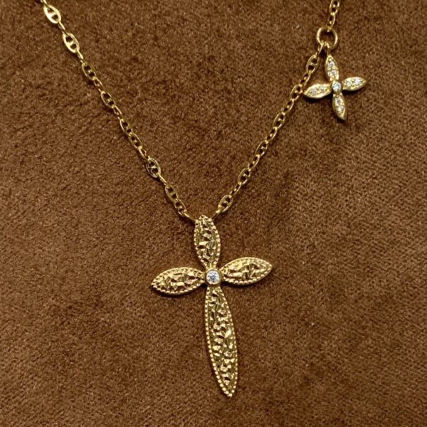 Mush Ice Cross Necklace Church Light Luxury Minority High-grade Female
