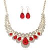 American jewelry fashion temperament Metal Necklace Earrings Set gem diamond drop bride accessories