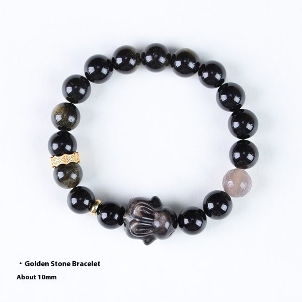 Creative Niche Cute Lying Rabbit Simple Obsidian Bracelet