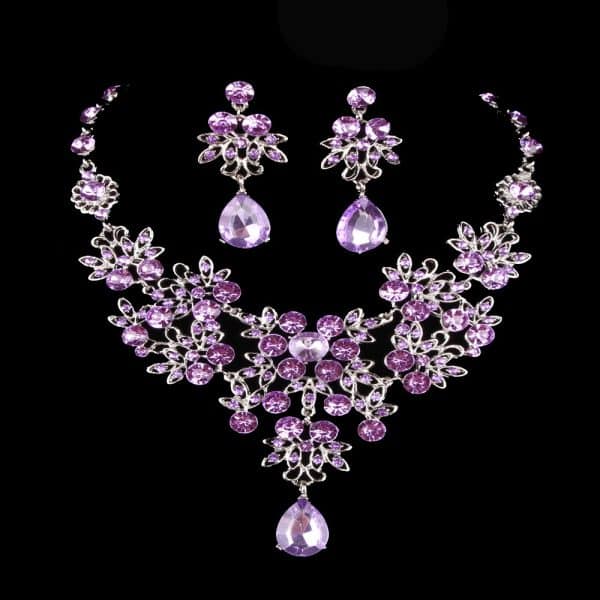 Butterfly Big Water Drop Necklace Earring Set Wedding
