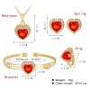 Jewelry Set Peach Heart Rhinestone Earrings Love Necklace Bridal Jewelry Set