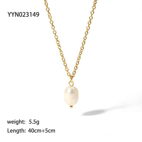 Freshwater Pearl Pendant High-grade 18k Golden Clavicle Chain Women's Fashion Necklace Ornament