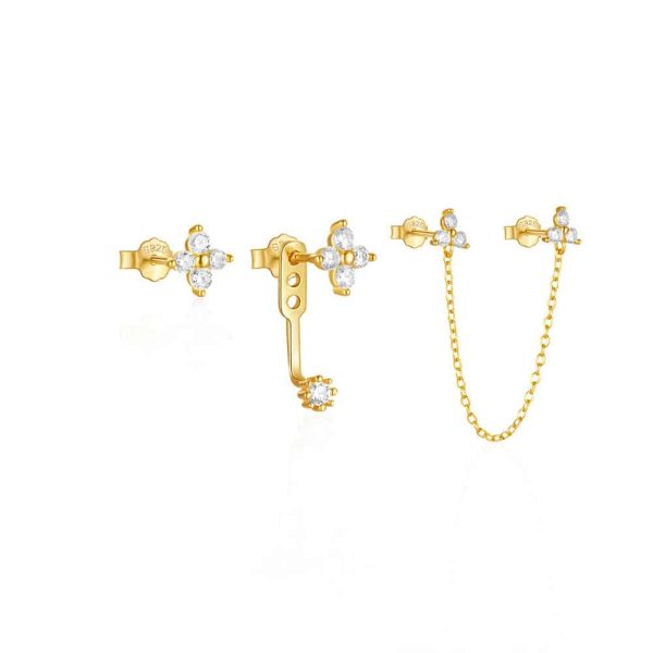 925 Sterling Silver Butterfly Star Devil's Eye Set With Diamond Earrings