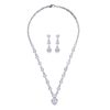 Silver Needle Zircon Bridal Jewelry Set Hollow Heart-shaped Earrings Necklace