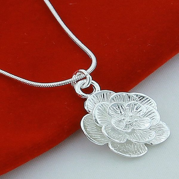 Silver Plated New Peony Necklace
