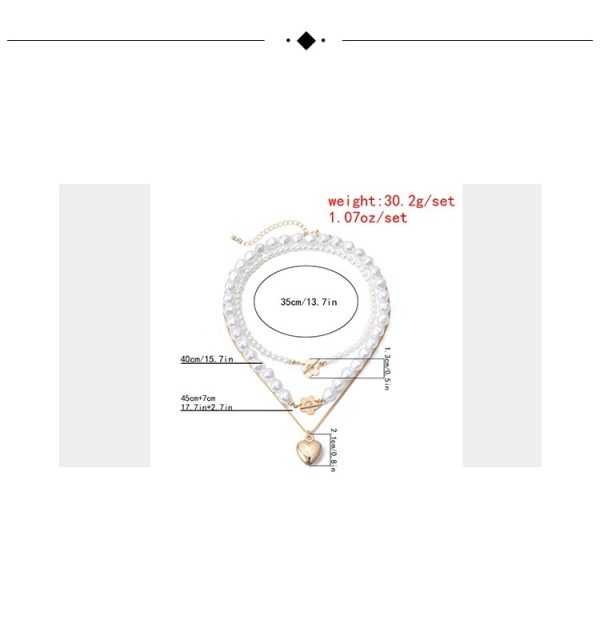 European And American Jewelry Elegant Geometric Pearl Set Necklace Simple Temperament Small Flower OT Buckle Heart-shaped Necklace