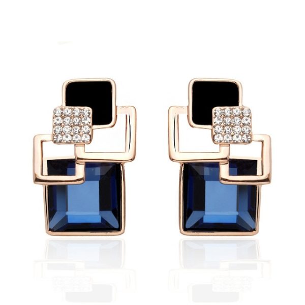 Classic crystal geometric square jewelry set