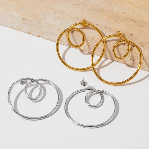 Streamlined Earrings Stainless Steel Geometric Circle Curve Earrings