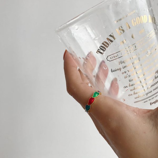 Gold polychromatic gel drop ring