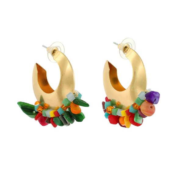 Fashion Personality Earrings Inlaid Colorful Stone Jewelry