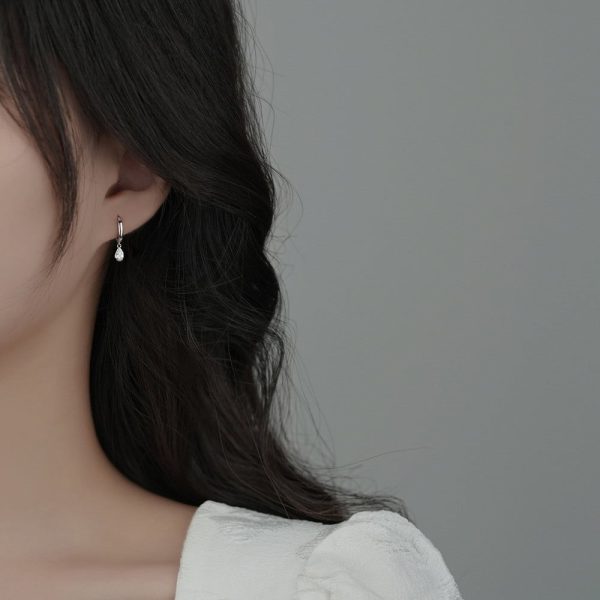 Sterling Silver Drop Zircon Earrings