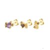 Sterling Silver Color Zircon Stud Earrings Fashion Hundred Matches Set Of 3
